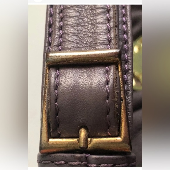 Le Bulga Lavender Ruffle Hobo Leather Shoulder Bag Made In Italy - Picture 13 of 16